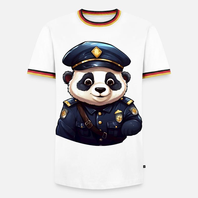 Panda Policeman - Men's Ringer Shirt - white/tricolour