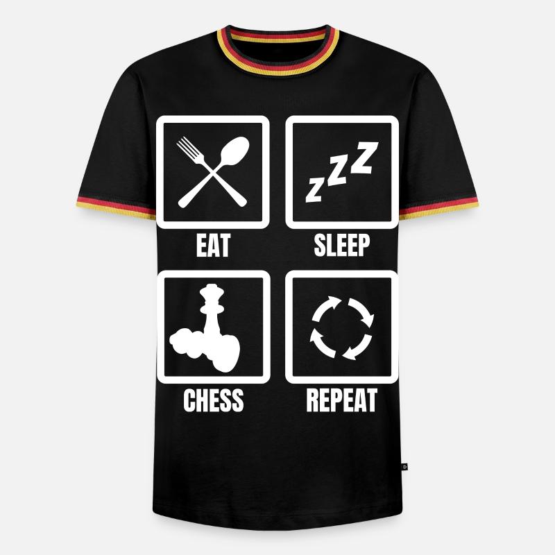 Eating, sleeping, chess, repeating - Men's Ringer Shirt - black/tricolour
