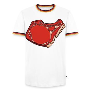 Steak Drawing - Men's Ringer Shirt - white/tricolour - Front - AI Model Female 172 light (172cm) & AI Model Male 185 light (185cm)