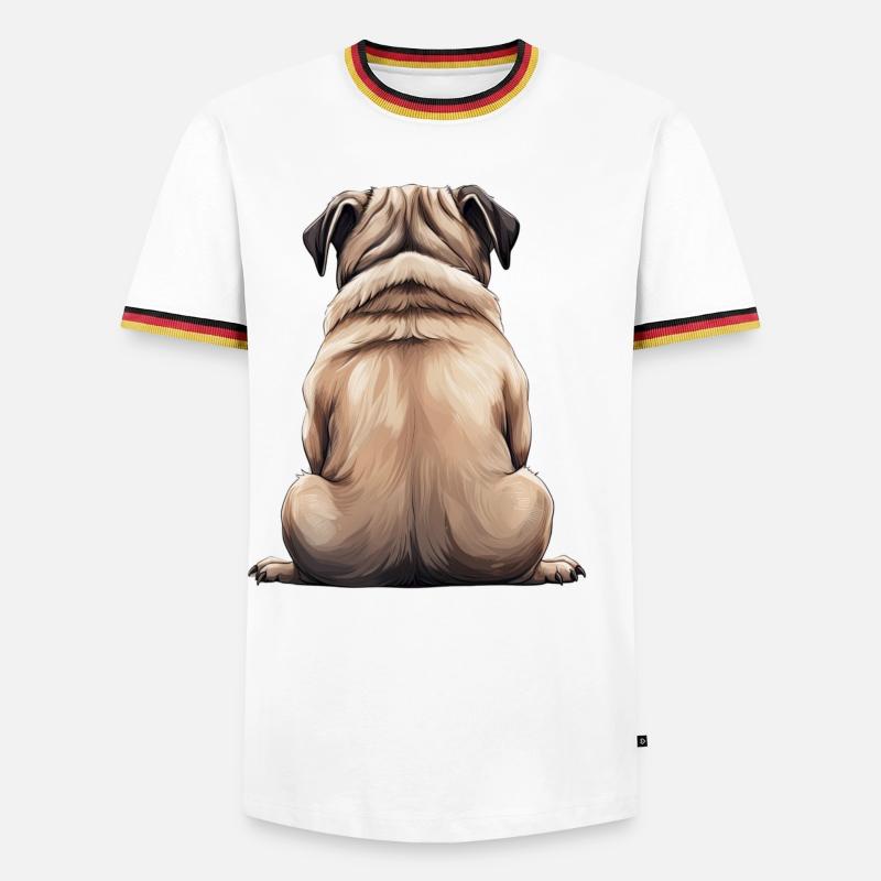 Mops - Männer Kontrast-T-Shirt - Weiß/Dreifarbig