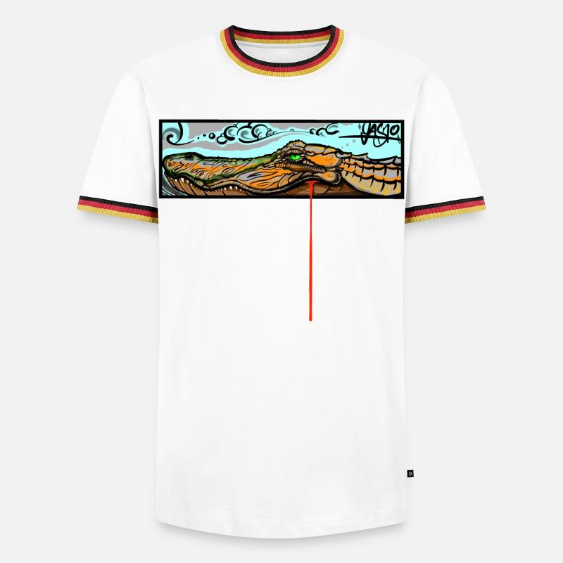 Krokodil - Männer Kontrast-T-Shirt - Weiß/Dreifarbig