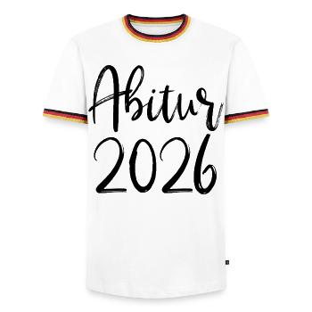 Abitur 2026 - Männer Kontrast-T-Shirt - Weiß/Dreifarbig - Vorne - AI Model Female 172 light (172cm) & AI Model Male 185 light (185cm)