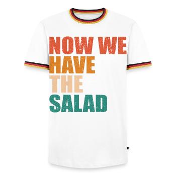 DENGLISH- Now we have the Salad Men's Gifts - Men's Ringer Shirt - white/tricolour - Front - AI Model Female 172 light (172cm) & AI Model Male 185 light (185cm)