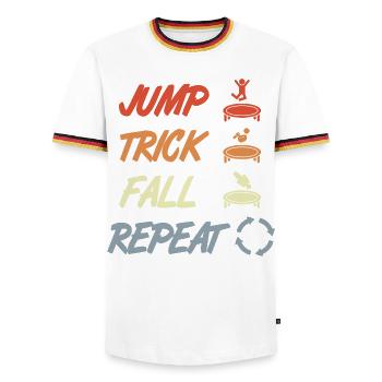 Trampolin Techniken - Männer Kontrast-T-Shirt - Weiß/Dreifarbig - Vorne - AI Model Female 172 light (172cm) & AI Model Male 185 light (185cm)