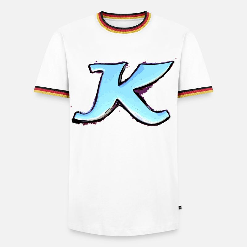 Buchstabe K - Männer Kontrast-T-Shirt - Weiß/Dreifarbig