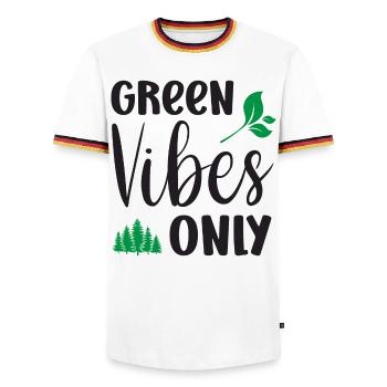 Green Vibes Only - Men's Ringer Shirt - white/tricolour - Front - AI Model Female 172 light (172cm) & AI Model Male 185 light (185cm)
