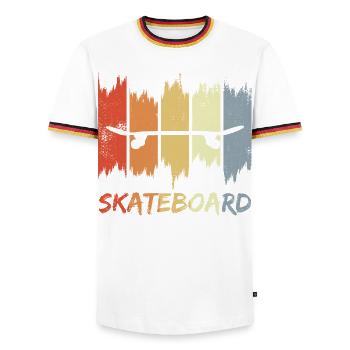 Skateboard Retro Look - Männer Kontrast-T-Shirt - Weiß/Dreifarbig - Vorne - AI Model Female 172 light (172cm) & AI Model Male 185 light (185cm)
