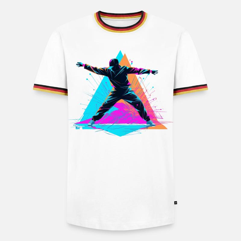 Retro Farben Breakdance - Männer Kontrast-T-Shirt - Weiß/Dreifarbig