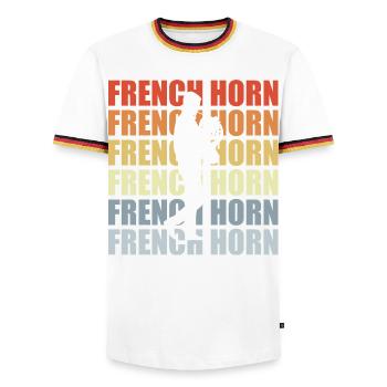 Retro Horn - Männer Kontrast-T-Shirt - Weiß/Dreifarbig - Vorne - AI Model Female 172 light (172cm) & AI Model Male 185 light (185cm)