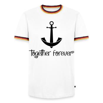 Together Forever - Men's Ringer Shirt - white/tricolour - Front - AI Model Female 172 light (172cm) & AI Model Male 185 light (185cm)