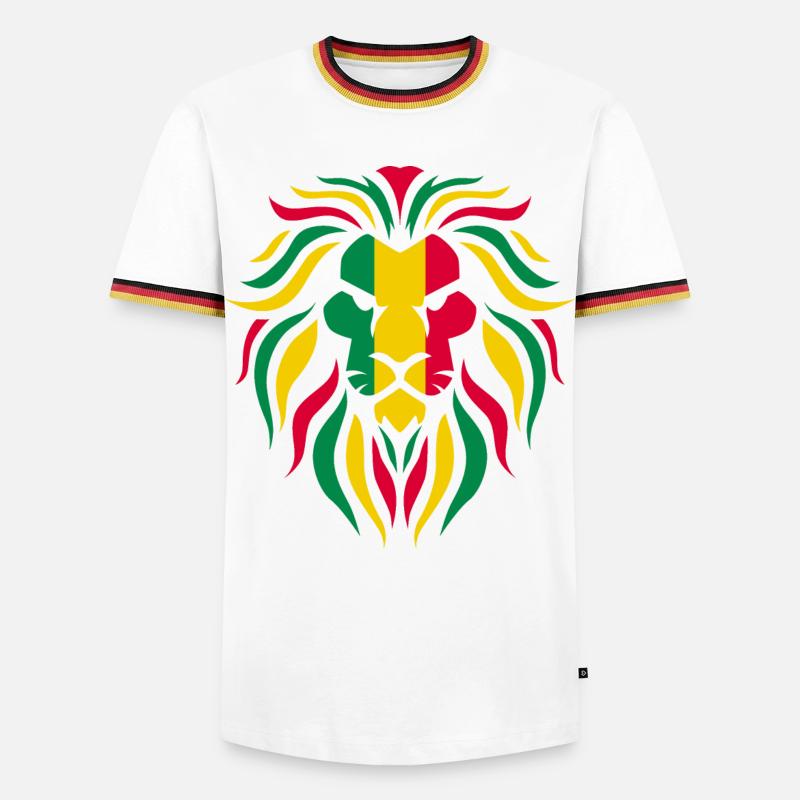 Reggae Löwe - Männer Kontrast-T-Shirt - Weiß/Dreifarbig