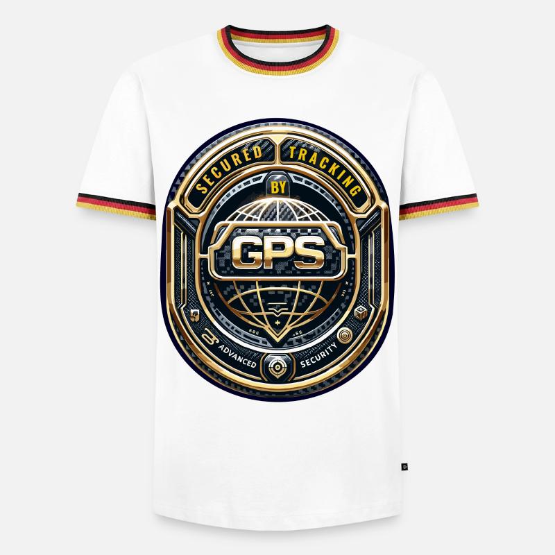 GPS Tracking Warning Stickers - Men's Ringer Shirt - white/tricolour