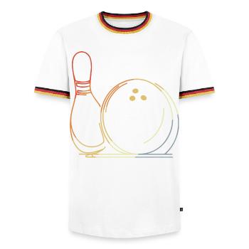Bowling Ball and Pin Sketch - Men's Ringer Shirt - white/tricolour - Front - AI Model Female 172 light (172cm) & AI Model Male 185 light (185cm)