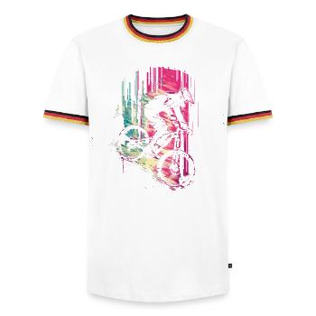 90s Mountain Bike Lovers - Men's Ringer Shirt - white/tricolour - Front - AI Model Female 172 light (172cm) & AI Model Male 185 light (185cm)