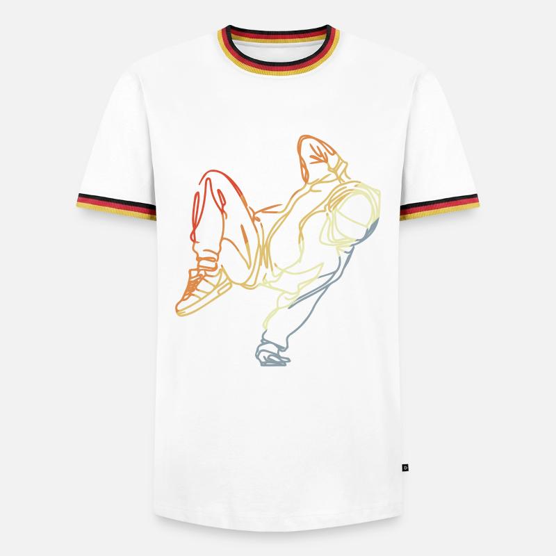 Retro Breakdancer Sketch - Men's Ringer Shirt - white/tricolour