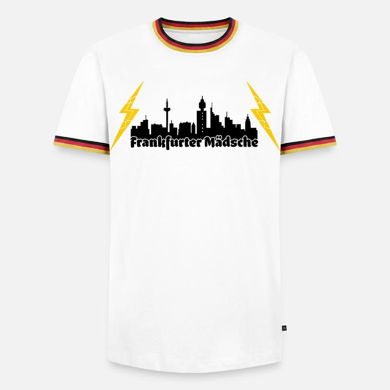 Frankfurter Maedsche ffm skyline - Männer Kontrast-T-Shirt - Weiß/Dreifarbig