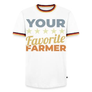 Bester Landwirt - Männer Kontrast-T-Shirt - Weiß/Dreifarbig - Vorne - AI Model Female 172 light (172cm) & AI Model Male 185 light (185cm)