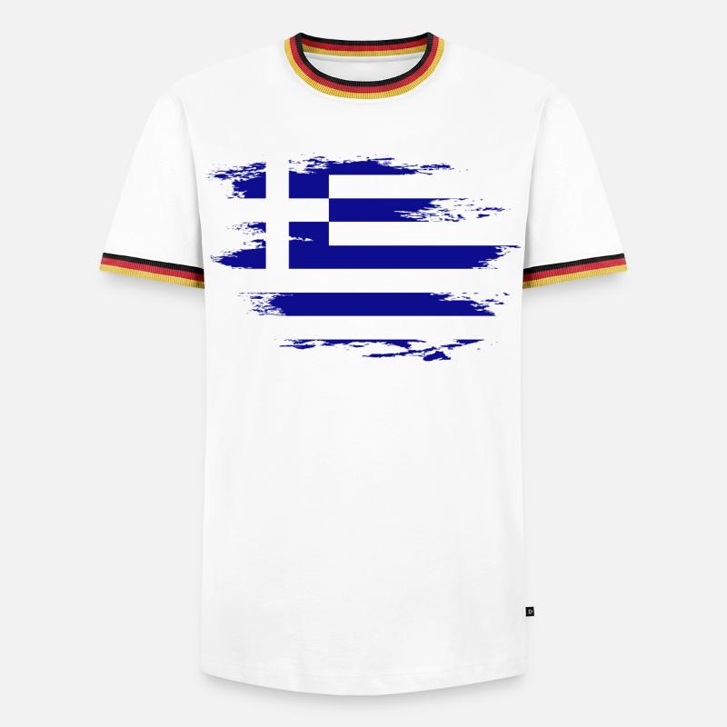 Greece flag used design - Men's Ringer Shirt - white/tricolour
