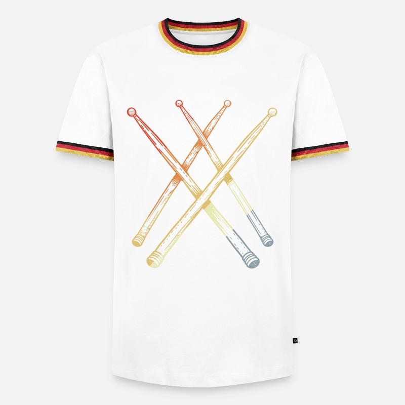 Retro Drumsticks Sketch - Men's Ringer Shirt - white/tricolour