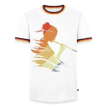 Flute Girl Graphic Retro - Men's Ringer Shirt - white/tricolour - Front - AI Model Female 172 light (172cm) & AI Model Male 185 light (185cm)