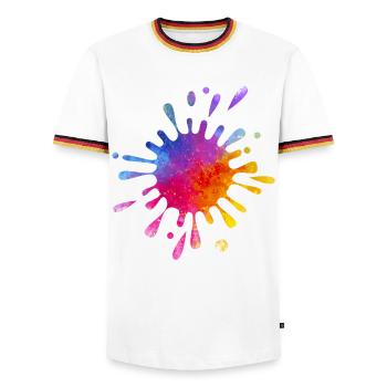 Éclaboussure de couleur colorée - Aquarelle dégradée - T-shirt contrasté Homme - blanc/tricolore - Devant - AI Model Female 172 light (172cm) & AI Model Male 185 light (185cm)