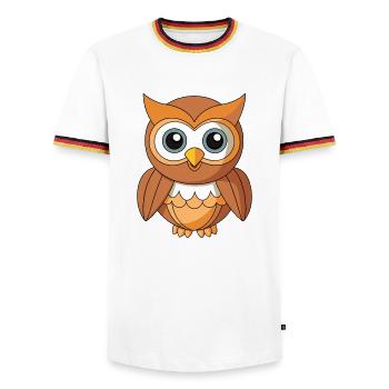 Owl Cute Mascot Cartoon Character Kawaii - Men's Ringer Shirt - white/tricolour - Front - AI Model Female 172 light (172cm) & AI Model Male 185 light (185cm)