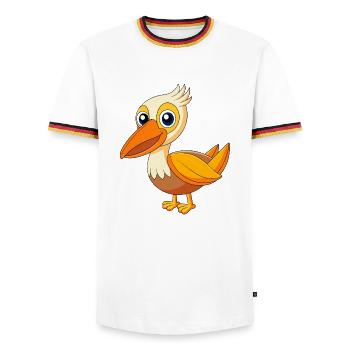 Pelican Cute Mascot Cartoon Character Kawaii - Men's Ringer Shirt - white/tricolour - Front - AI Model Female 172 light (172cm) & AI Model Male 185 light (185cm)
