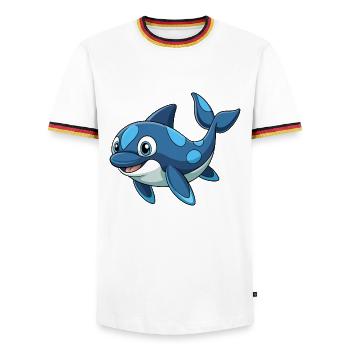 Orque Mascotte mignonne Personnage de dessin animé Kawaii - T-shirt contrasté Homme - blanc/tricolore - Devant - AI Model Female 172 light (172cm) & AI Model Male 185 light (185cm)