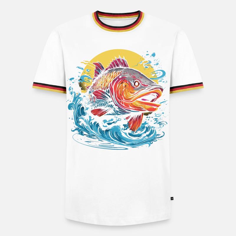 Fischerei Illustration - Männer Kontrast-T-Shirt - Weiß/Dreifarbig