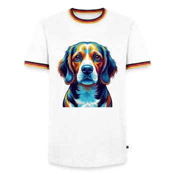 Beagle Harrier Hunderasse Bunte Karikatur Kawaii - Männer Kontrast-T-Shirt - Weiß/Dreifarbig - Vorne - AI Model Female 172 light (172cm) & AI Model Male 185 light (185cm)