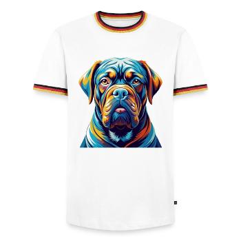 Bordeauxdogge Hunderasse Karikatur Kawaii - Männer Kontrast-T-Shirt - Weiß/Dreifarbig - Vorne - AI Model Female 172 light (172cm) & AI Model Male 185 light (185cm)