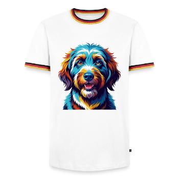 Spanish Water Dog Breed Colorful Cartoon Kawaii - Men's Ringer Shirt - white/tricolour - Front - AI Model Female 172 light (172cm) & AI Model Male 185 light (185cm)