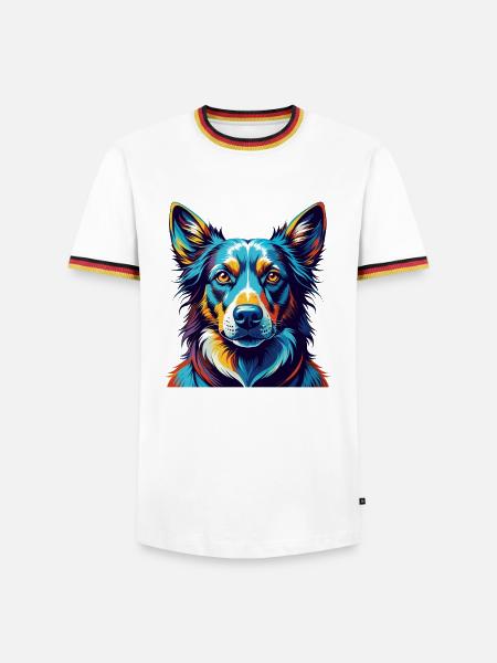 Uruguayan Cimarron Dog Breed Cartoon Kawaii - Men's Ringer Shirt - white/tricolour