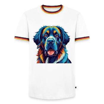 Spanische Dogge Hunderasse Bunte Karikatur Kawaii - Männer Kontrast-T-Shirt - Weiß/Dreifarbig - Vorne - AI Model Female 172 light (172cm) & AI Model Male 185 light (185cm)