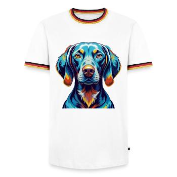 Braque de Weimar Chien Race Coloré Dessin Animé Kawaii - T-shirt contrasté Homme - blanc/tricolore - Devant - AI Model Female 172 light (172cm) & AI Model Male 185 light (185cm)