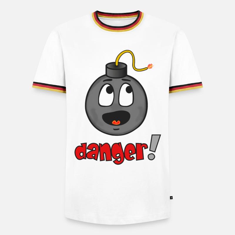 Danger Explosive Face - Funny Emoticon - Men's Ringer Shirt - white/tricolour