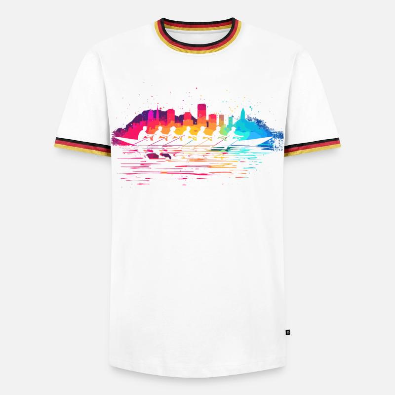 Rudermannschaft Splotch - Männer Kontrast-T-Shirt - Weiß/Dreifarbig