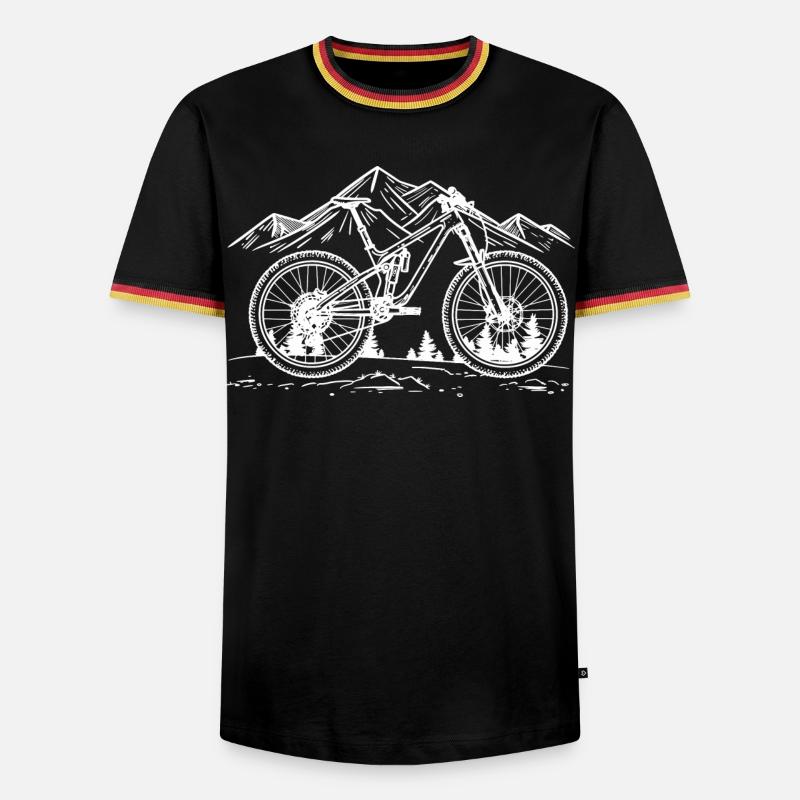 Mountain Biking Drawing - Men's Ringer Shirt - black/tricolour