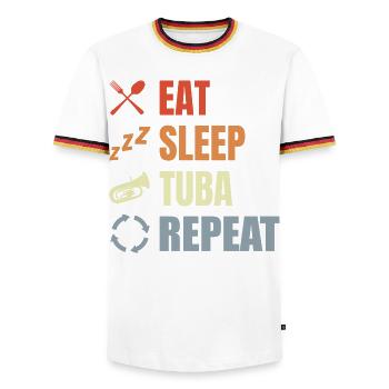 Eat Sleep Tuba Repeat - Men's Ringer Shirt - white/tricolour - Front - AI Model Female 172 light (172cm) & AI Model Male 185 light (185cm)