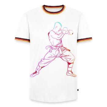 Oldschool Kickboxer - Männer Kontrast-T-Shirt - Weiß/Dreifarbig - Vorne - AI Model Female 172 light (172cm) & AI Model Male 185 light (185cm)