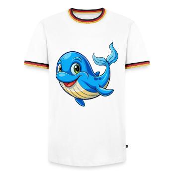Blauwal Niedliche Cartoon Figur Kawaii Clipart - Männer Kontrast-T-Shirt - Weiß/Dreifarbig - Vorne - AI Model Female 172 light (172cm) & AI Model Male 185 light (185cm)