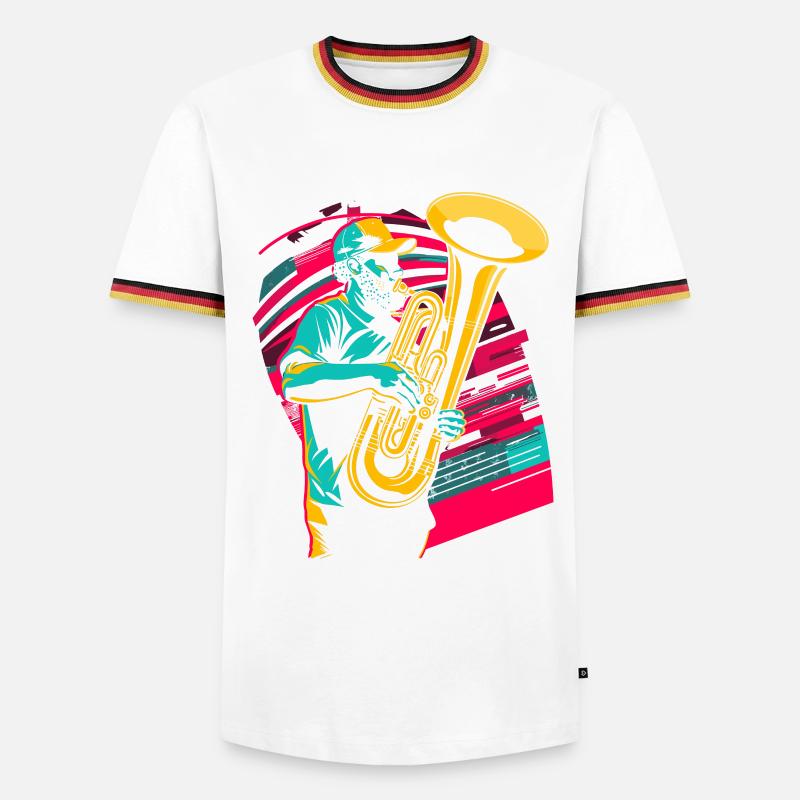 Tuba Player Comic Look - Men's Ringer Shirt - white/tricolour