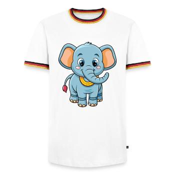 Elefant Niedliche Zeichentrickfigur Kawaii Clipart - Männer Kontrast-T-Shirt - Weiß/Dreifarbig - Vorne - AI Model Female 172 light (172cm) & AI Model Male 185 light (185cm)