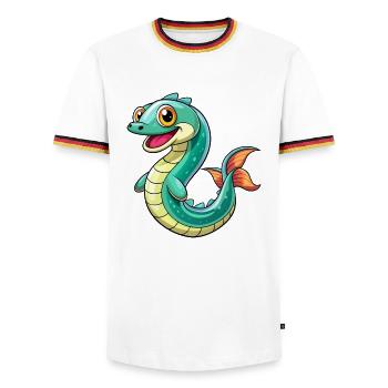 Anguille Mignon Dessin Animé Personnage Kawaii Clipart - T-shirt contrasté Homme - blanc/tricolore - Devant - AI Model Female 172 light (172cm) & AI Model Male 185 light (185cm)