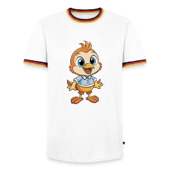 Wren mignon personnage de dessin animé Kawaii Clipart - T-shirt contrasté Homme - blanc/tricolore - Devant - AI Model Female 172 light (172cm) & AI Model Male 185 light (185cm)