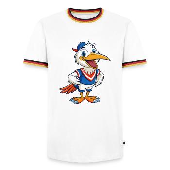 Storch Niedliche Zeichentrickfigur Kawaii Clipart - Männer Kontrast-T-Shirt - Weiß/Dreifarbig - Vorne - AI Model Female 172 light (172cm) & AI Model Male 185 light (185cm)