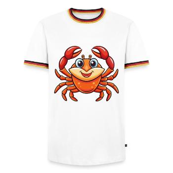 Crab Cute Cartoon Character Kawaii Clipart - Men's Ringer Shirt - white/tricolour - Front - AI Model Female 172 light (172cm) & AI Model Male 185 light (185cm)