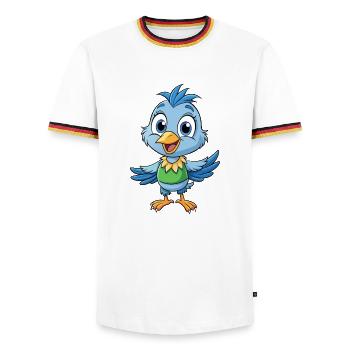 Étourneau mignon personnage de dessin animé Kawaii Clipart - T-shirt contrasté Homme - blanc/tricolore - Devant - AI Model Female 172 light (172cm) & AI Model Male 185 light (185cm)