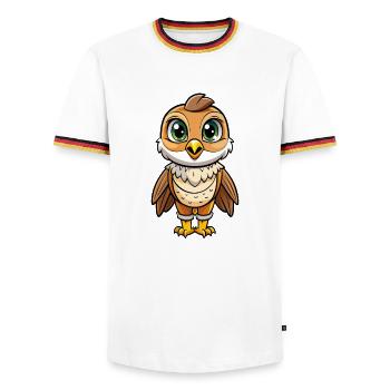 Falcon Cute Cartoon Character Kawaii Clipart - Men's Ringer Shirt - white/tricolour - Front - AI Model Female 172 light (172cm) & AI Model Male 185 light (185cm)