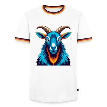 Alpine Goat Colorful Kawaii Cartoon Character Pet - Men's Ringer Shirt - white/tricolour - Front - AI Model Female 172 light (172cm) & AI Model Male 185 light (185cm)